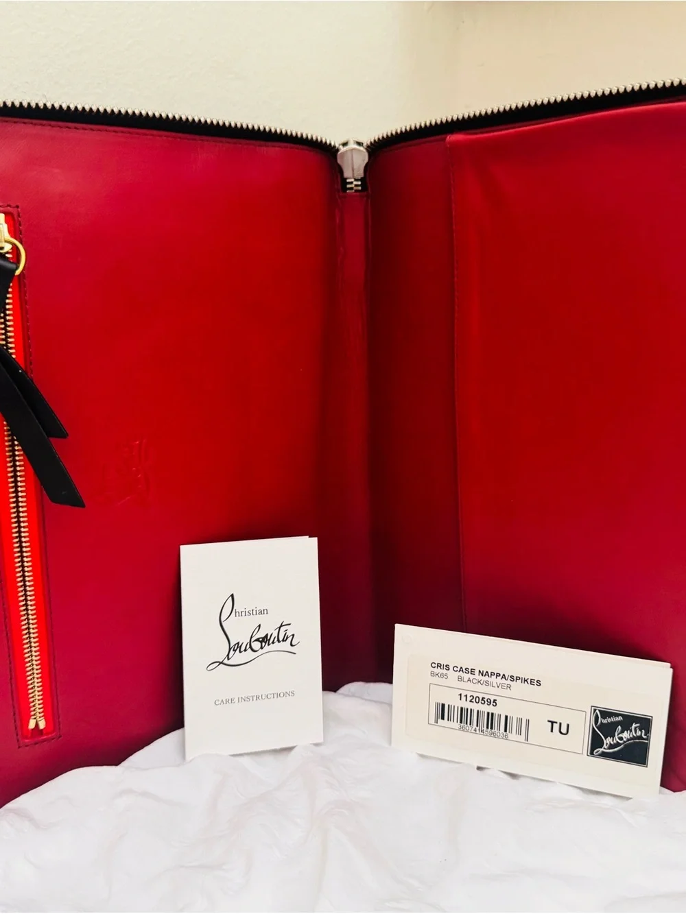 Christian Louboutin Red Leather Zip Case